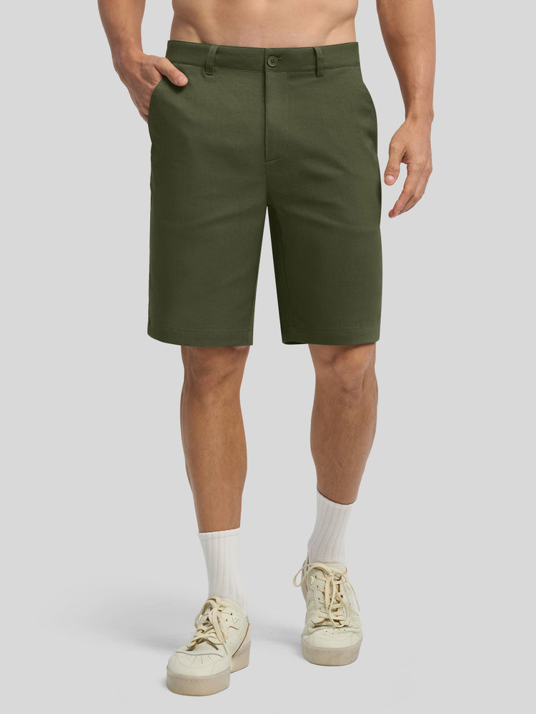 Men's Linen Shorts 10 Inch Flat Front 