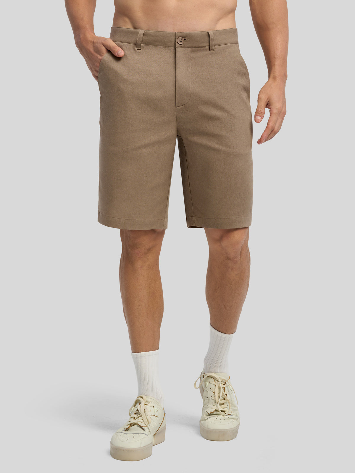 Men's Linen Shorts 10 Inch Flat Front 