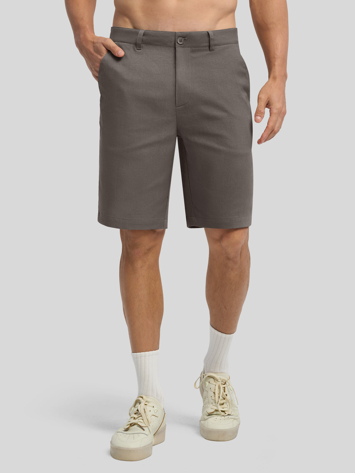Men's Linen Shorts 10 Inch Flat Front 