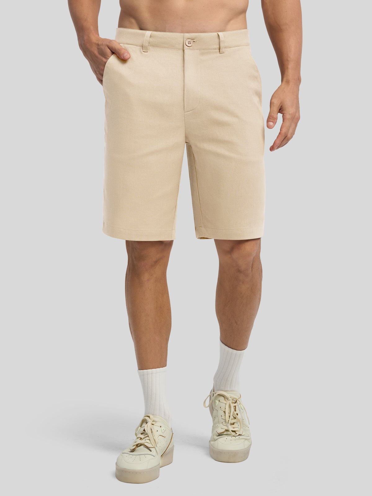 Men's Linen Shorts 10 Inch Flat Front 