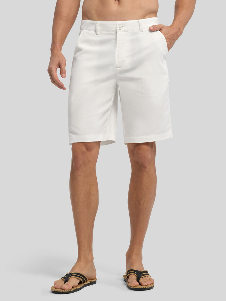 Men's Linen Shorts 10 Inch Flat Front 