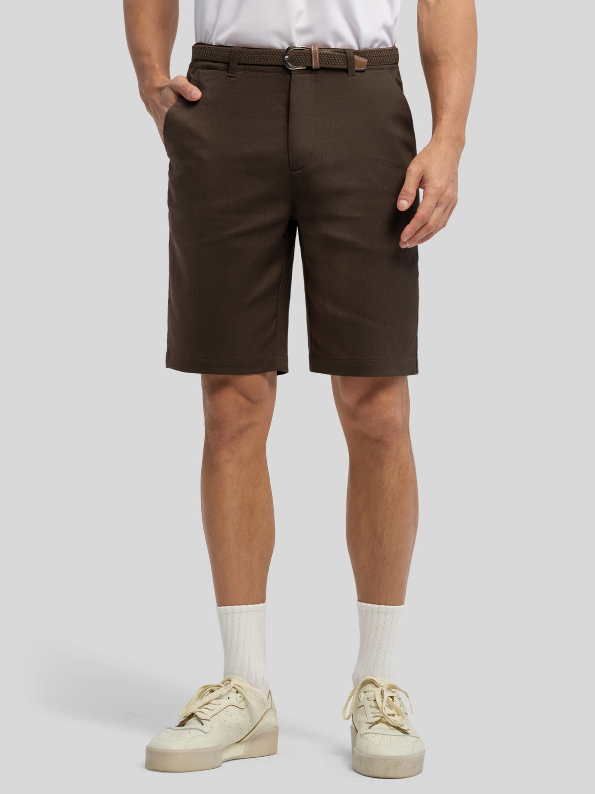 Men's Linen Shorts 10 Inch Flat Front 