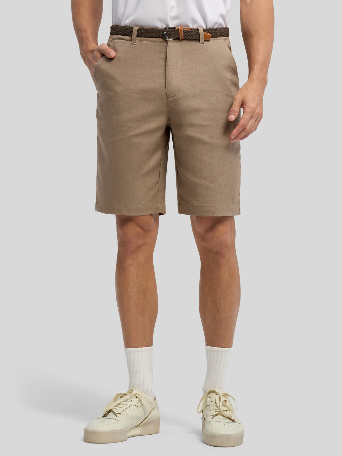 Men's Linen Shorts 10 Inch Flat Front 