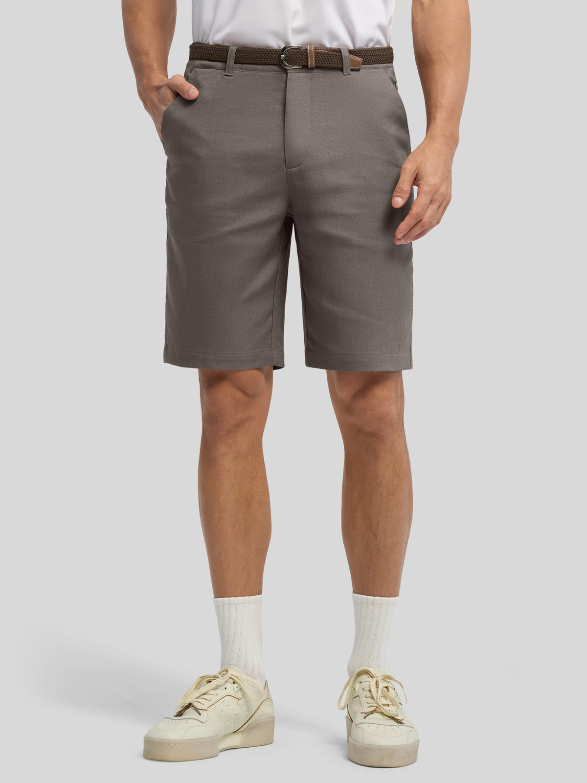 Men's Linen Shorts 10 Inch Flat Front 