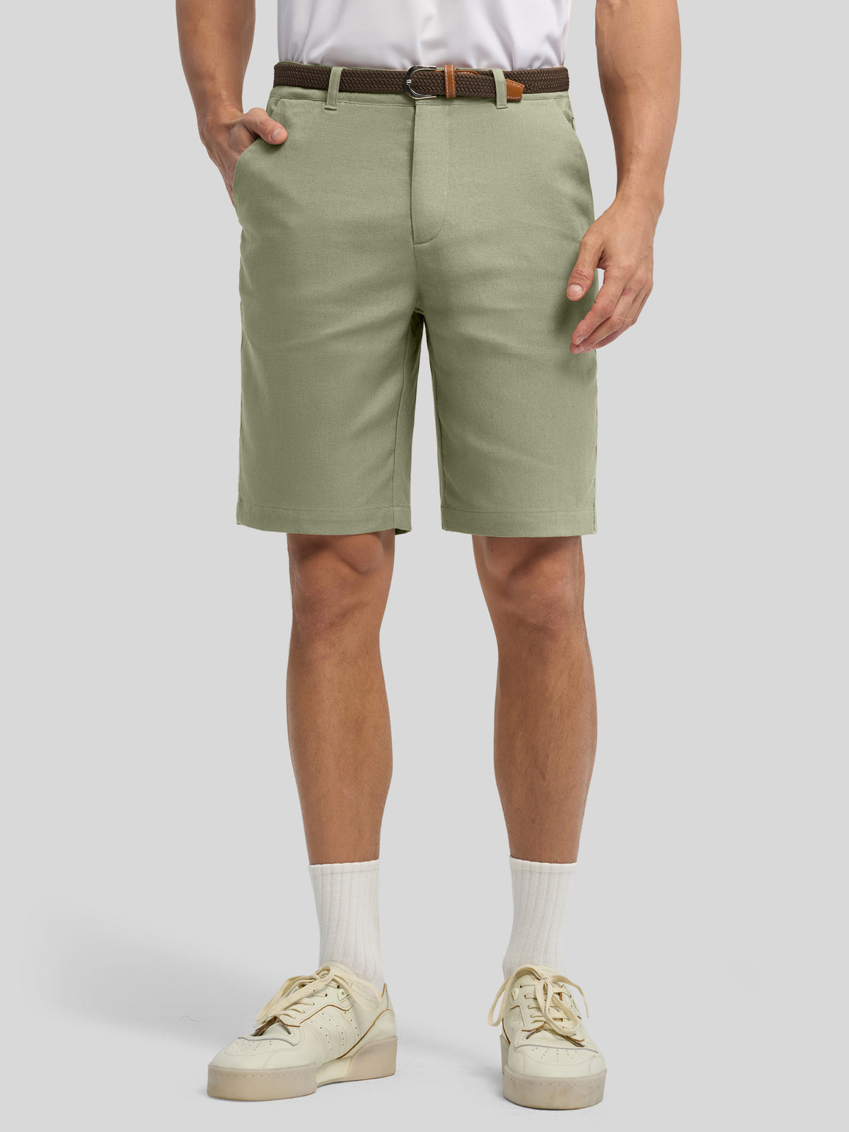 Men's Linen Shorts 10 Inch Flat Front 