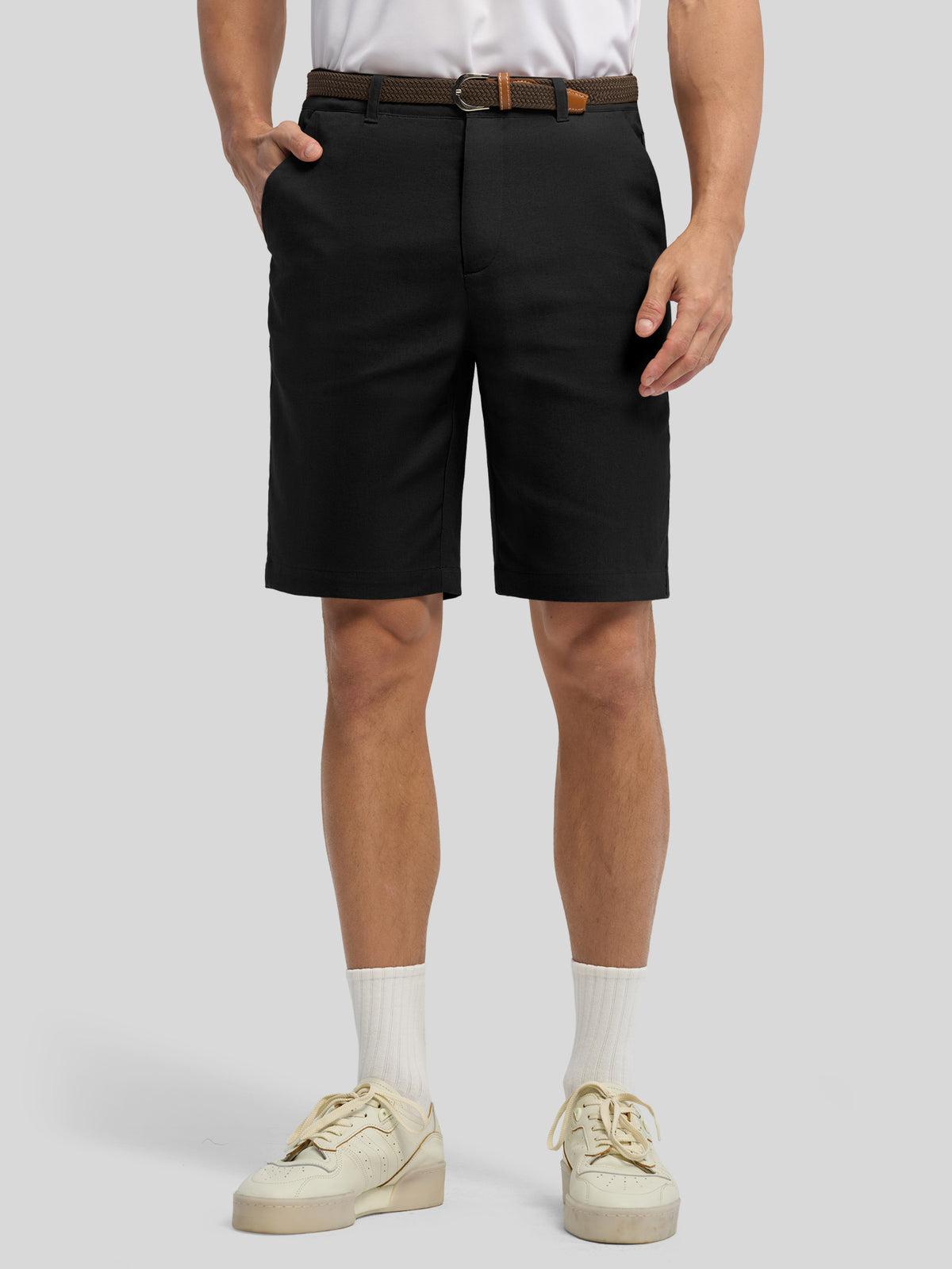 Men's Linen Shorts 10 Inch Flat Front 