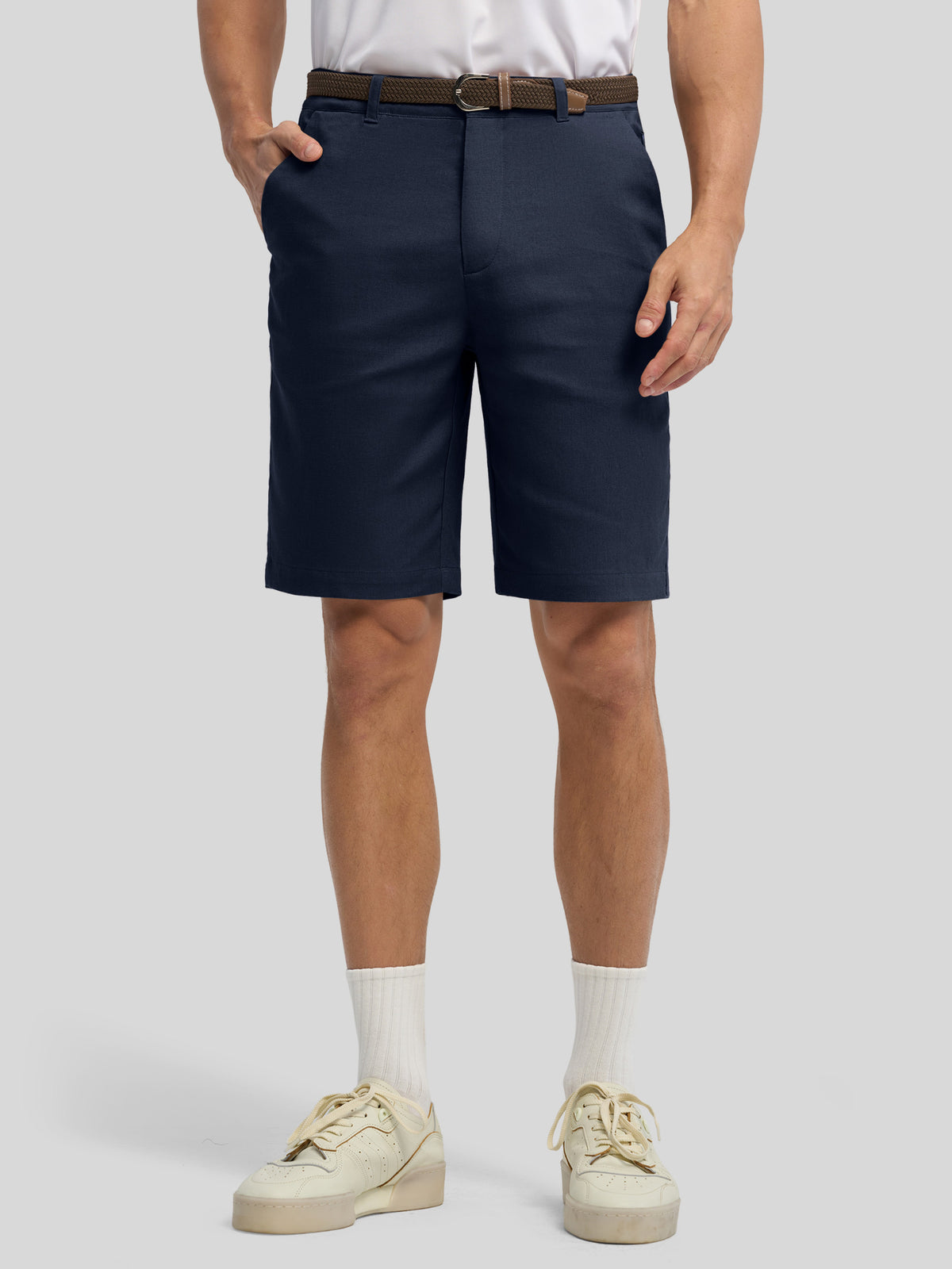 Men's Linen Shorts 10 Inch Flat Front 