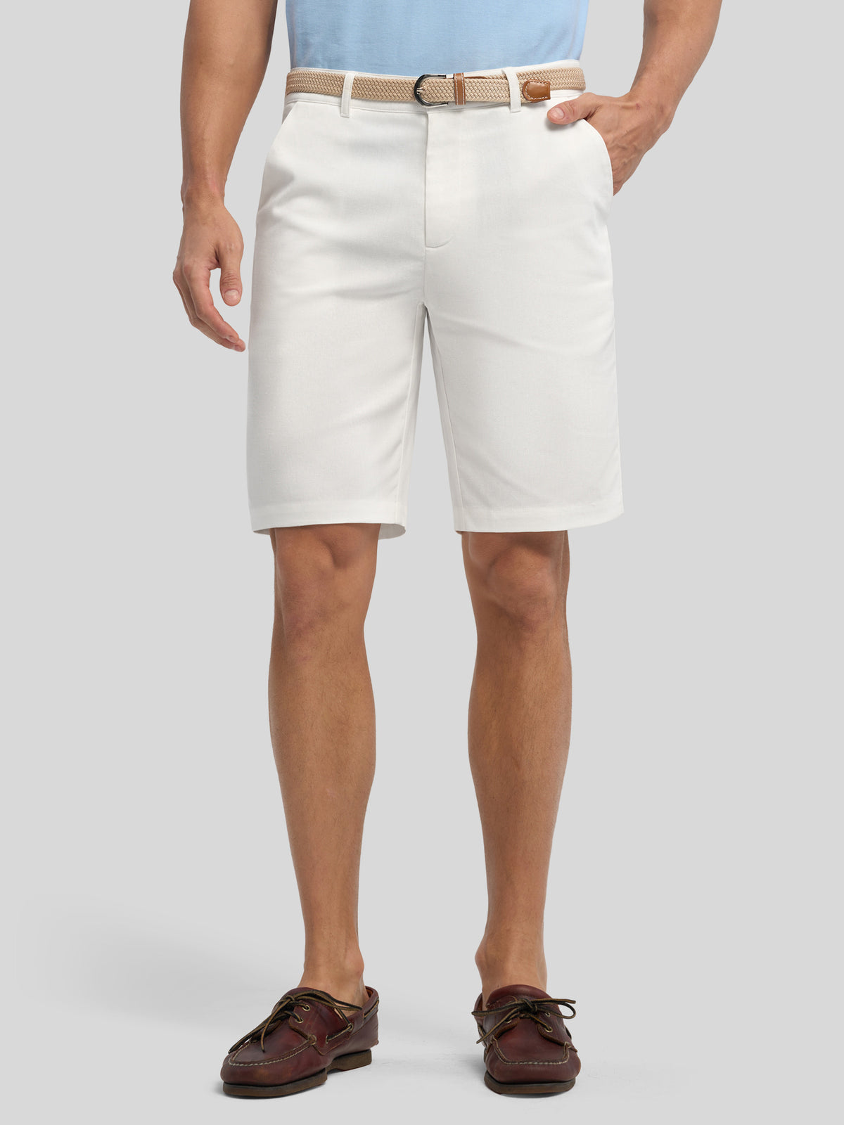 Men's Linen Shorts 10 Inch Flat Front 