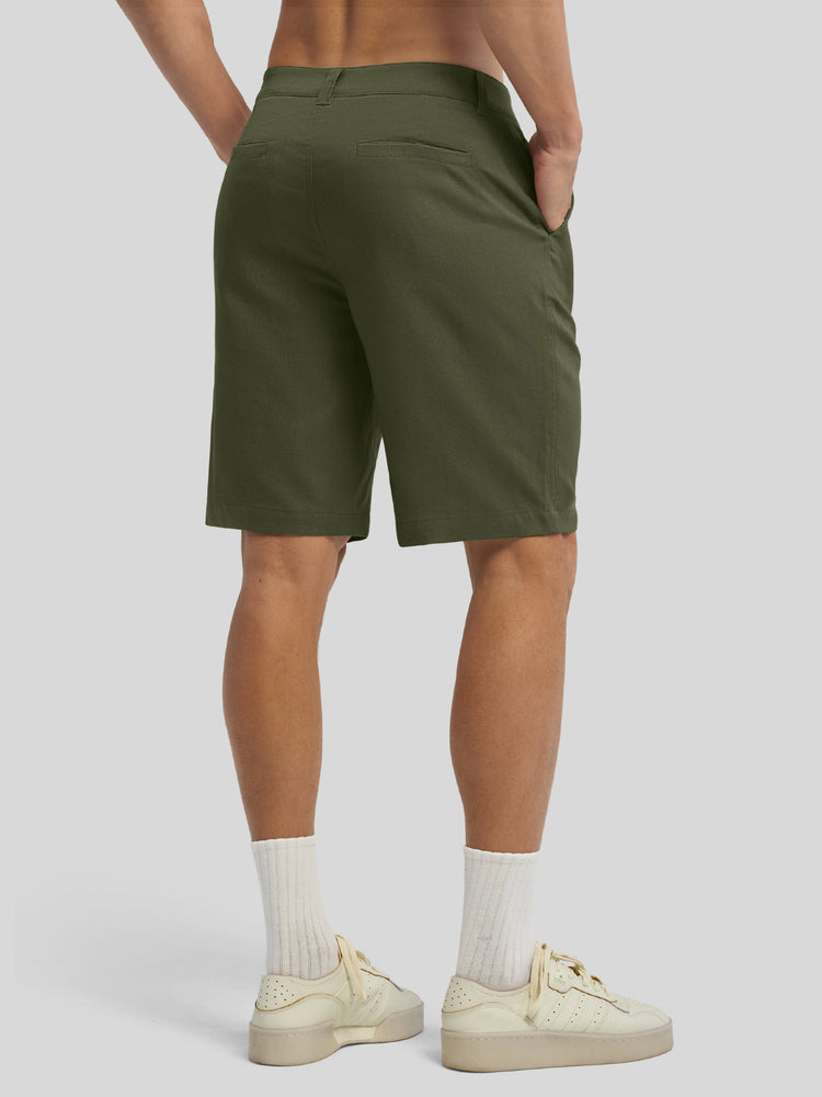 Men's Linen Shorts 10 Inch Flat Front 