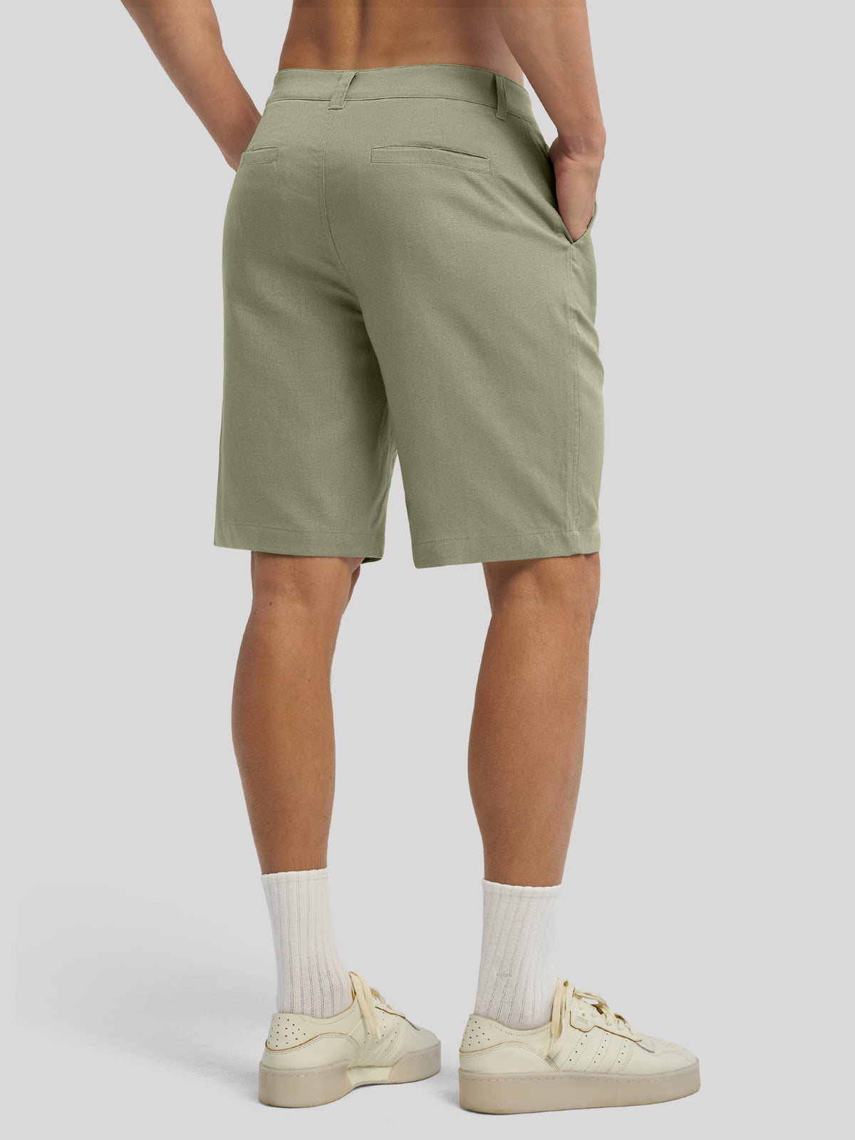 Men's Linen Shorts 10 Inch Flat Front 