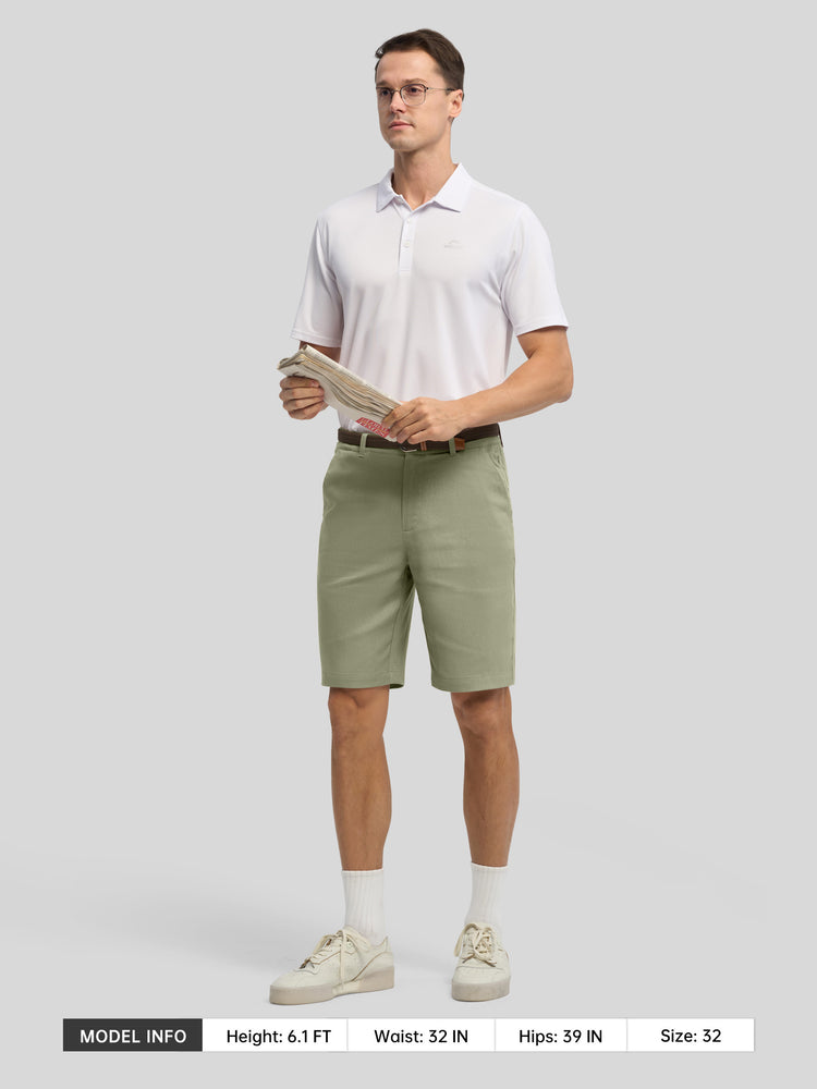 Men's Linen Shorts 10 Inch Flat Front 