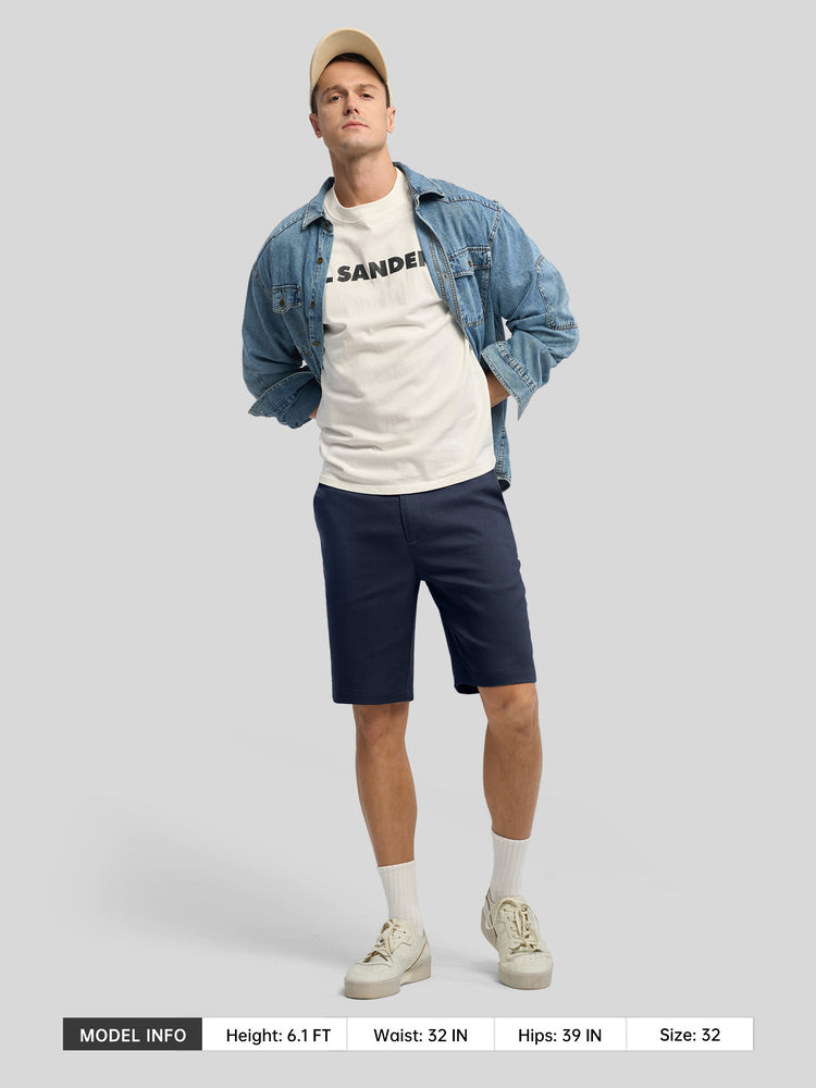 Men's Linen Shorts 10 Inch Flat Front 