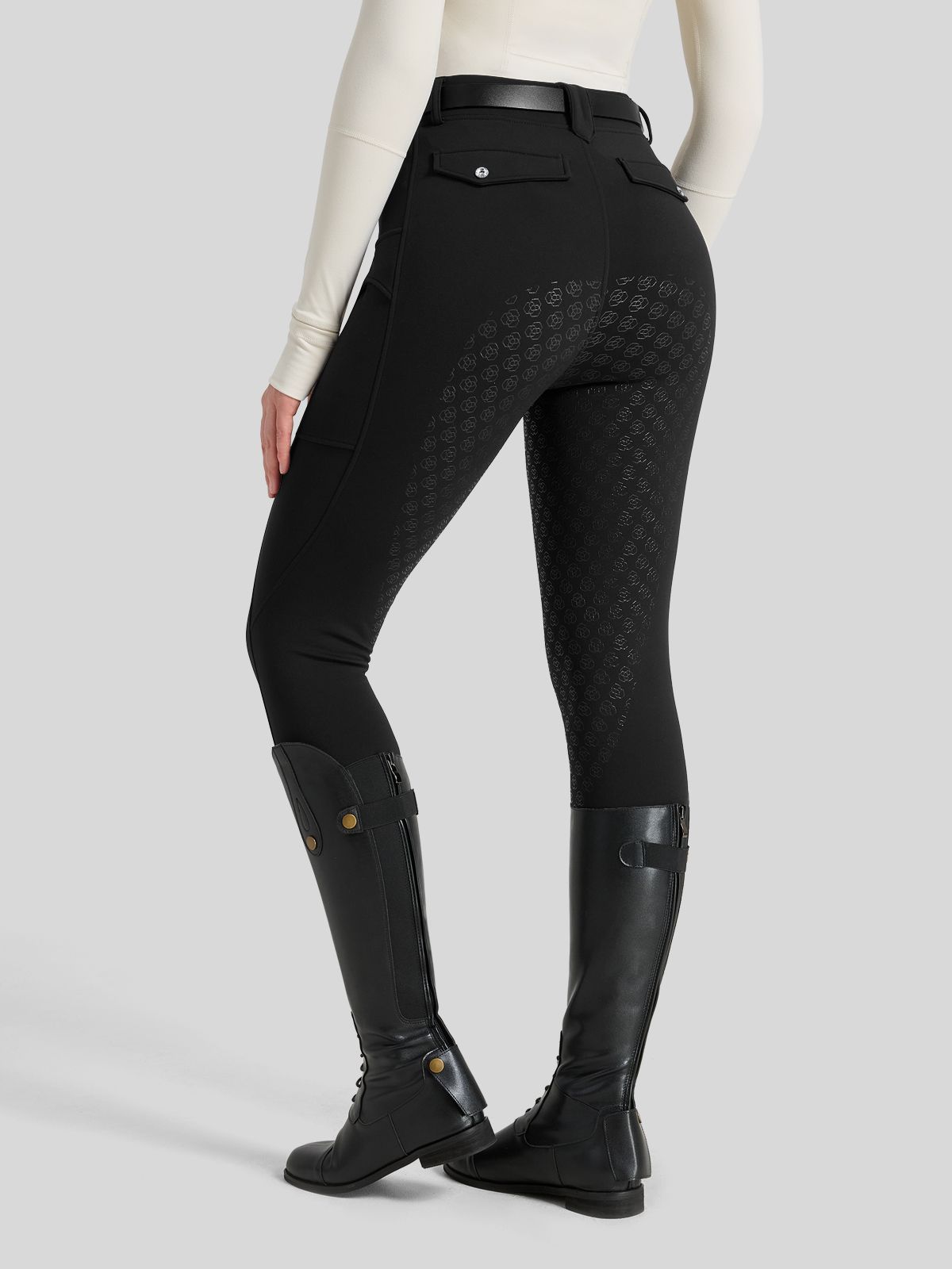 WILLIT Women's Fleece Lined Silicone Grip Riding Breeches03_Black