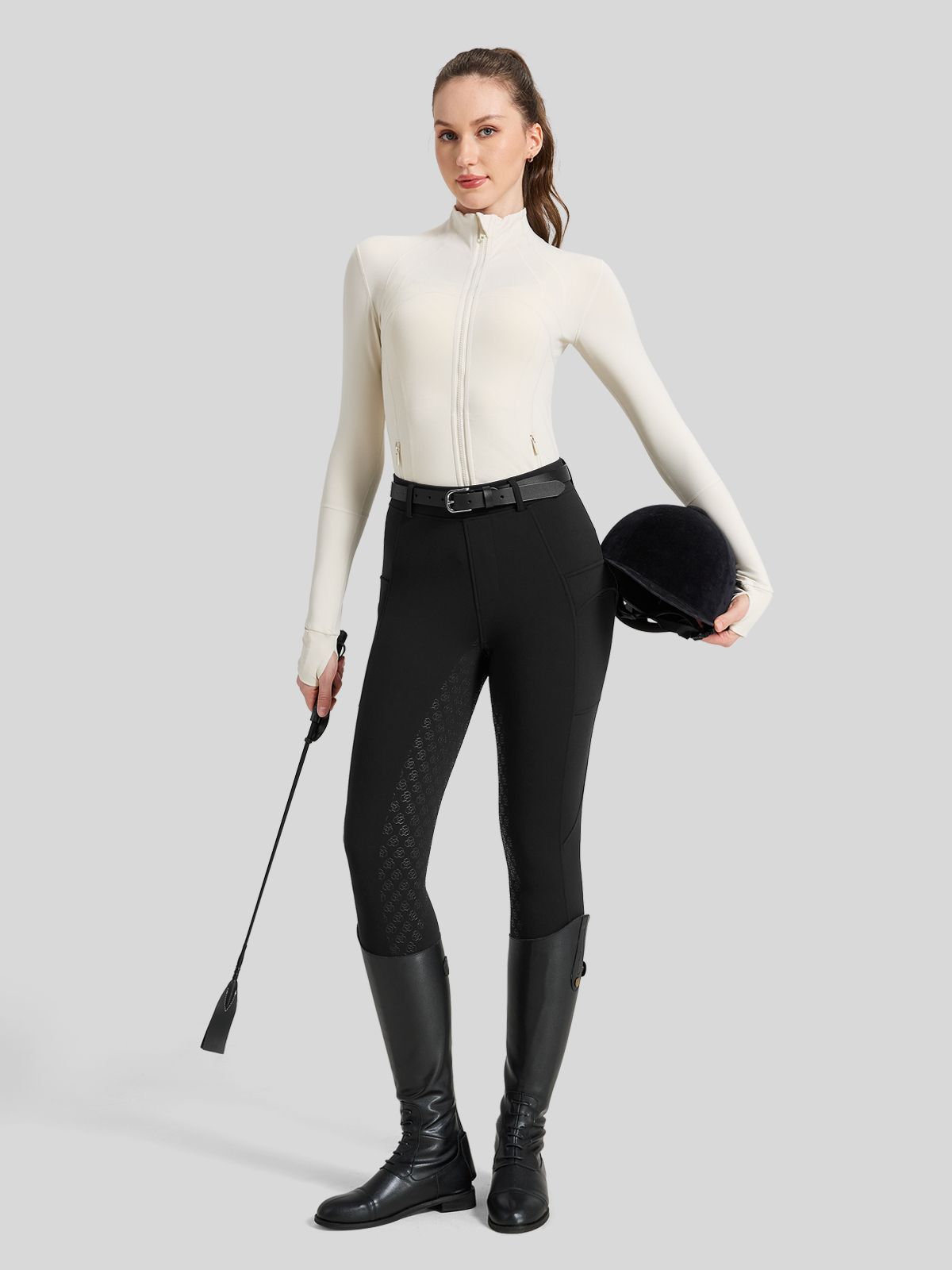WILLIT Women's Fleece Lined Silicone Grip Riding Breeches04_Black