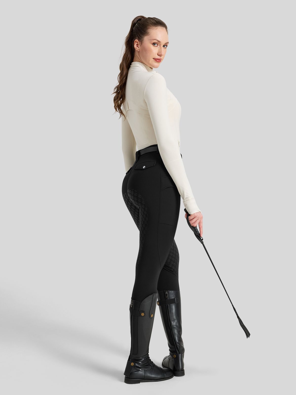 WILLIT Women's Fleece Lined Silicone Grip Riding Breeches05_Black