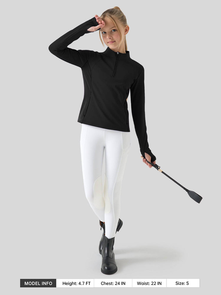 Willit Girls Fleece Horse Riding Long Sleeve Shirts 