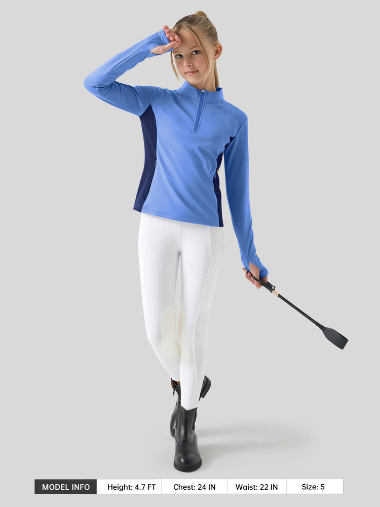 Willit Girls Fleece Horse Riding Long Sleeve Shirts 