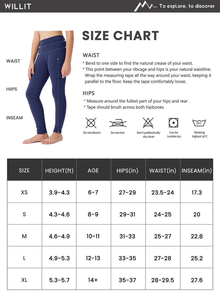 WILLIT Girls Fleece Full-Grip Horse Riding Pants 