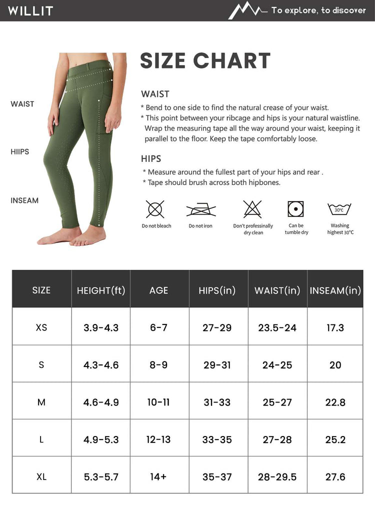 WILLIT Girls Fleece Full-Grip Horse Riding Pants 