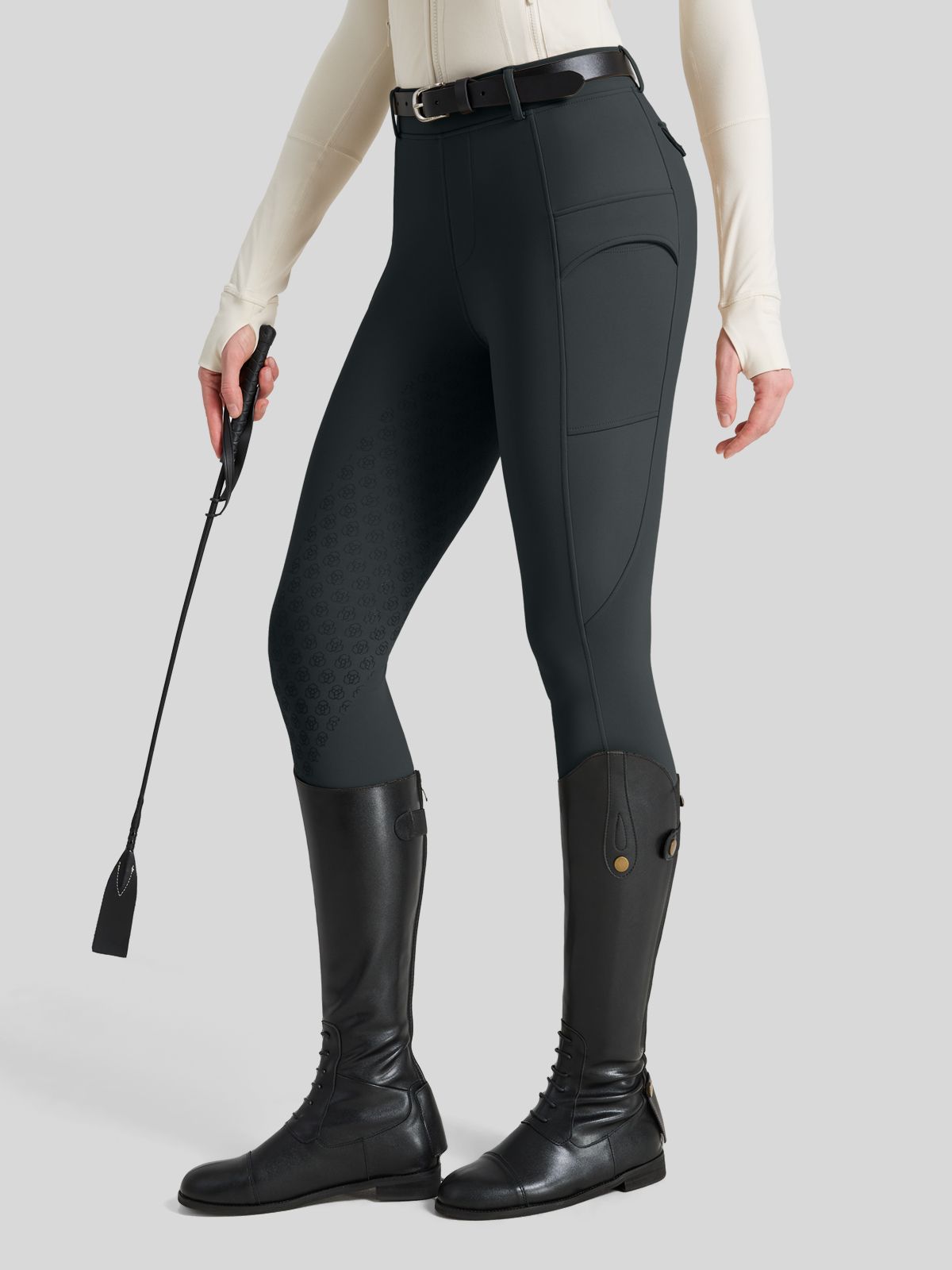WILLIT Women's Fleece Lined Silicone Grip Riding Breeches01_Gray
