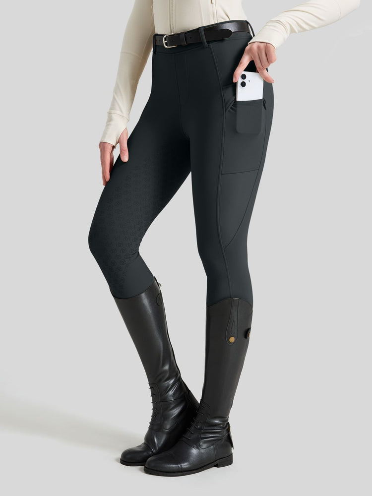 WILLIT Women's Fleece Lined Silicone Grip Riding Breeches02_Gray