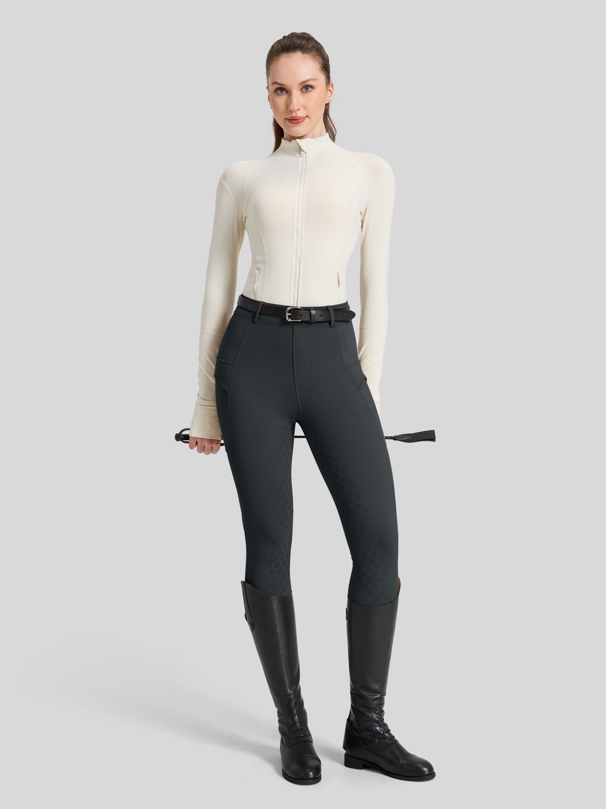 WILLIT Women's Fleece Lined Silicone Grip Riding Breeches04_Gray