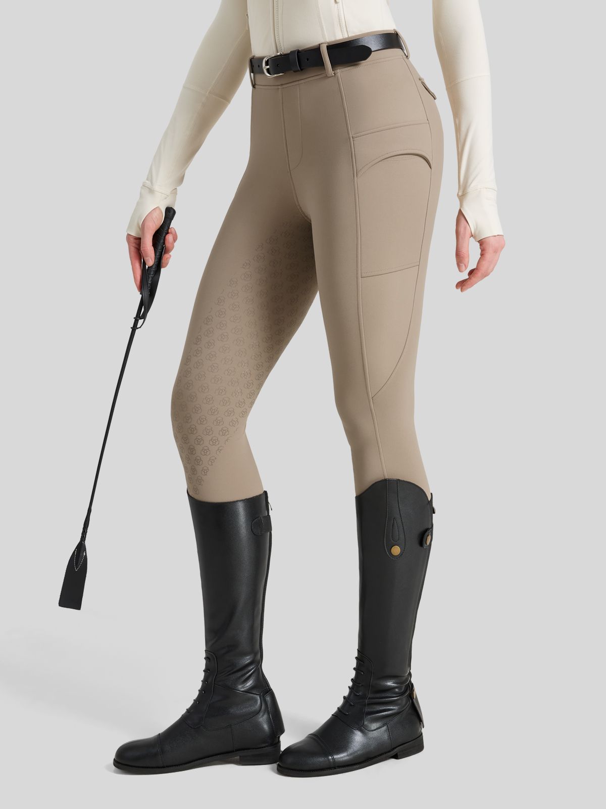 WILLIT Women's Fleece Lined Silicone Grip Riding Breeches01_Khaki