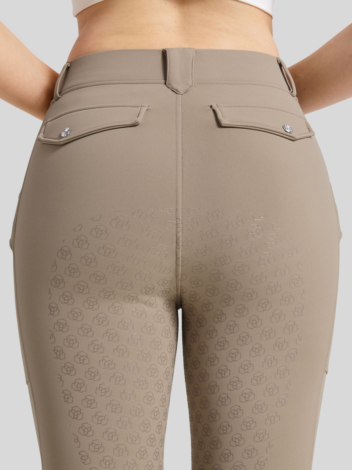 WILLIT Women's Fleece Lined Silicone Grip Riding Breeches05_Khaki
