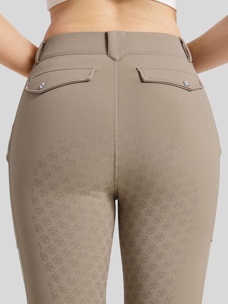 WILLIT Women's Fleece Lined Silicone Grip Riding Breeches05_Khaki