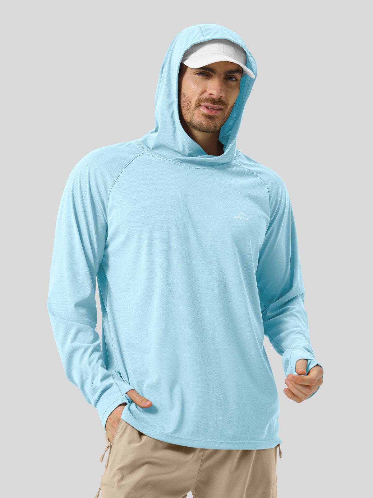 Men‘s Aero Sun Long Sleeve Hoodie UPF 50+, ideal for sun protection and outdoor activities. in 