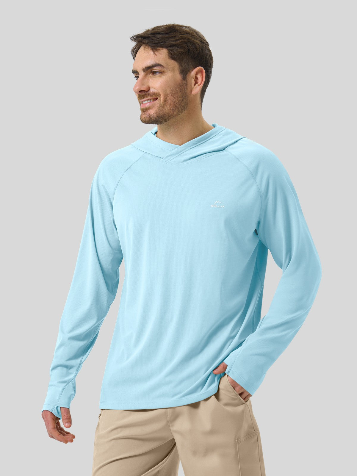 Men‘s Aero Sun Long Sleeve Hoodie UPF 50+, designed for sun protection and outdoor activities.  in 