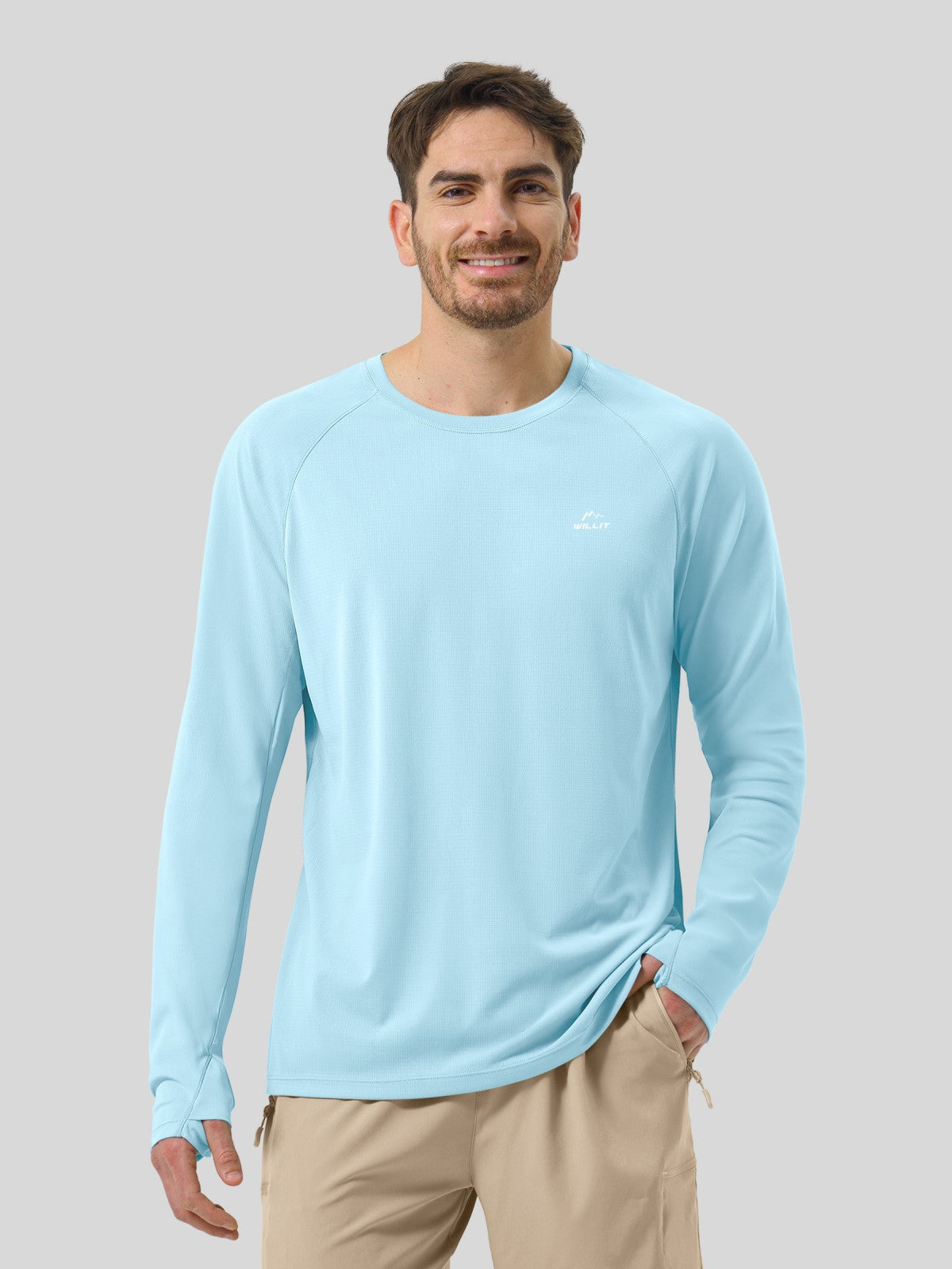 Men¡®s Aero Sun Long Sleeve T-Shirt UPF 50+#light-blue