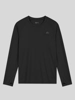 A men's black long-sleeve athletic shirt with raglan sleeves and WILLIT logo on the left chest UPF50+ 