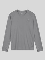 A gray men's long-sleeve athletic shirt with raglan sleeves and WILLIT brand logo on the left chest 