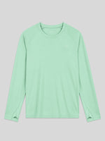 A light green long-sleeve athletic shirt with raglan sleeves and WILLIT logo on the left chest 