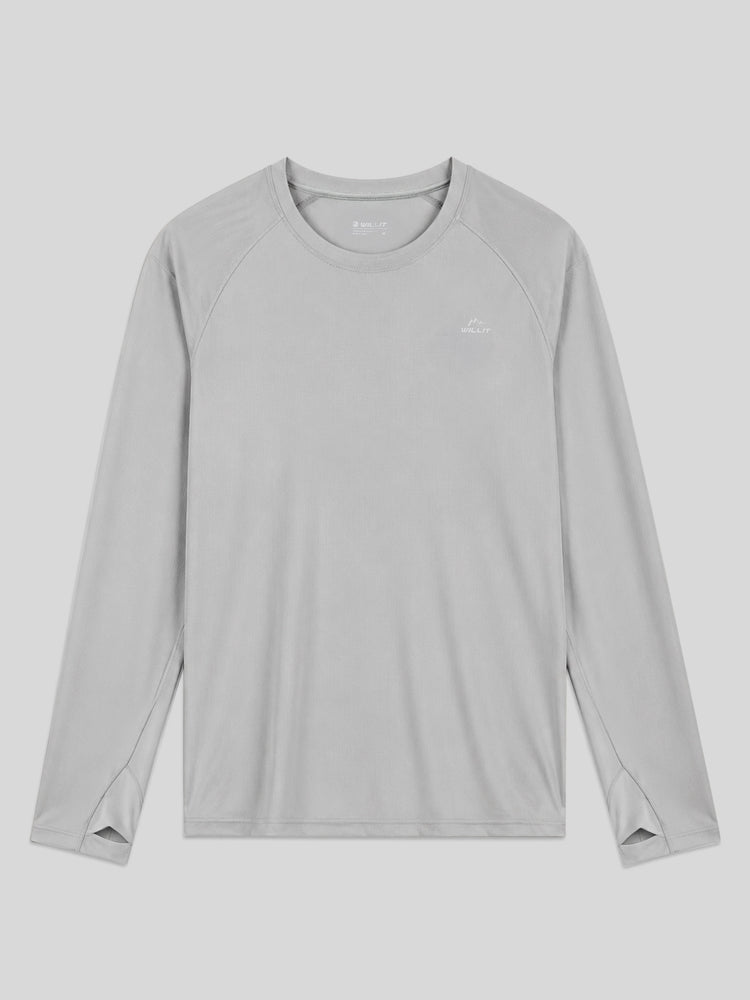 A light gray long-sleeve athletic shirt with raglan sleeves and WILLIT logo on the left chest 