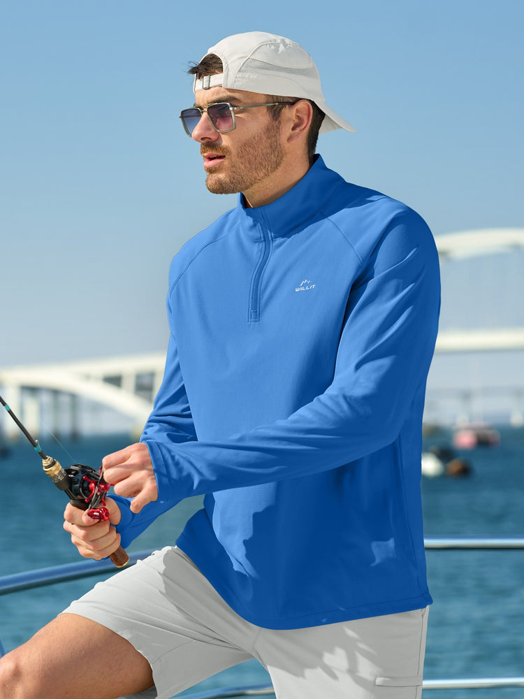 Men's Aero Sun Long Sleeve Zip Polo Shirt UPF 50+