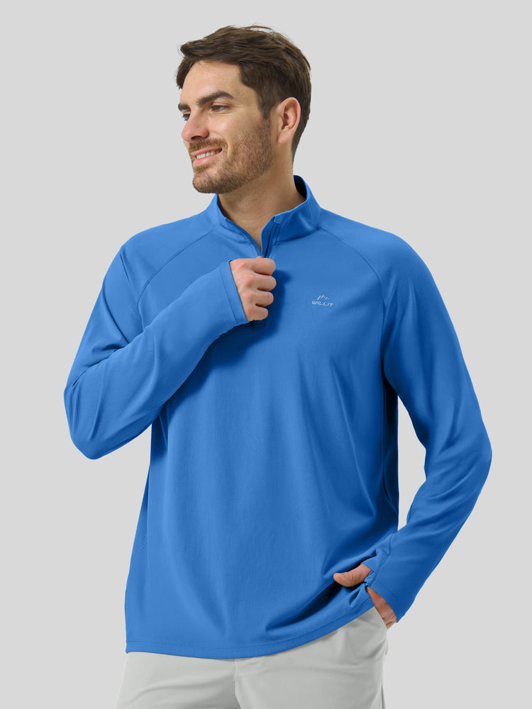 Men's Aero Sun Long Sleeve Zip Polo Shirt UPF 50+