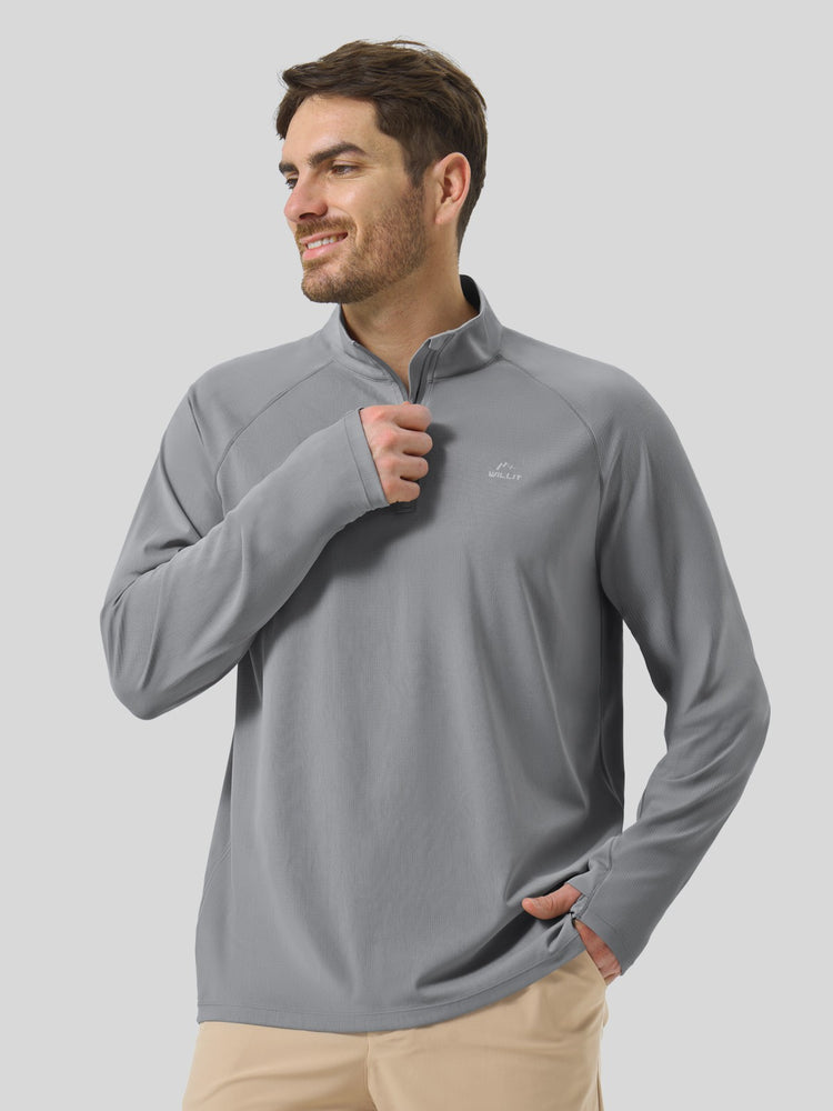 Men's Aero Sun Long Sleeve Zip Polo Shirt UPF 50+