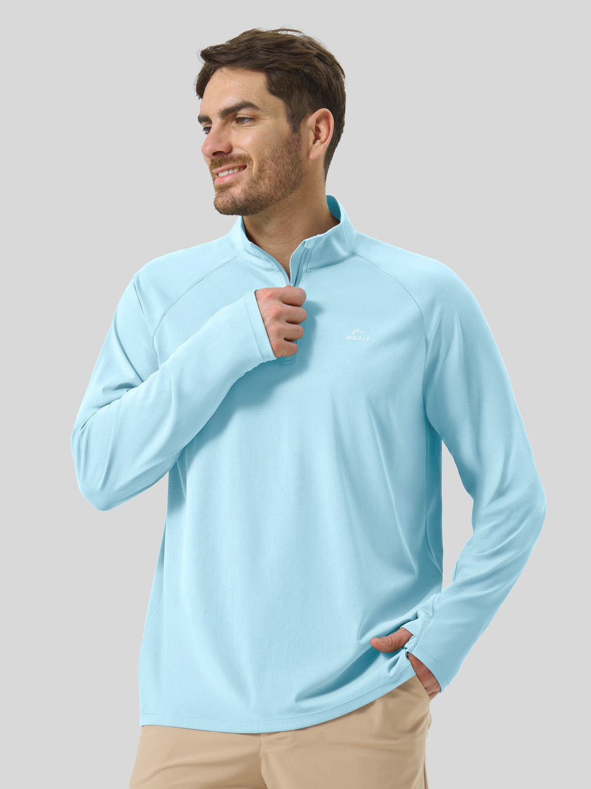 Men's Aero Sun Long Sleeve Zip Polo Shirt UPF 50+
