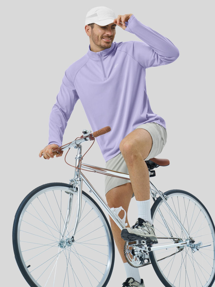 Men's Aero Sun Long Sleeve Zip Polo Shirt UPF 50+