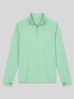 A light blue long-sleeve quarter-zip pullover shirt with a stand collar, shown flat 