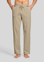 Men wearing beige lounge pants 
