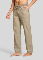 Men wearing beige lounge pants 