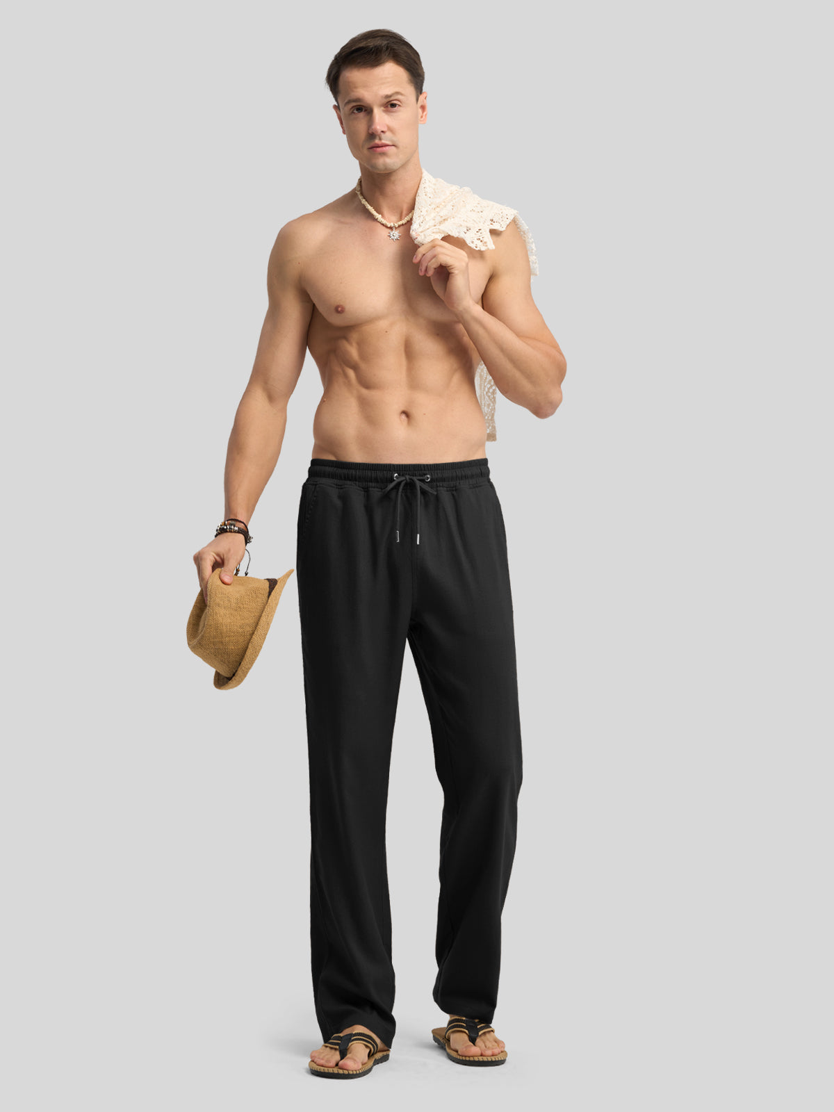Willit Men's Casual Linen Drawstring Pants 30 In_