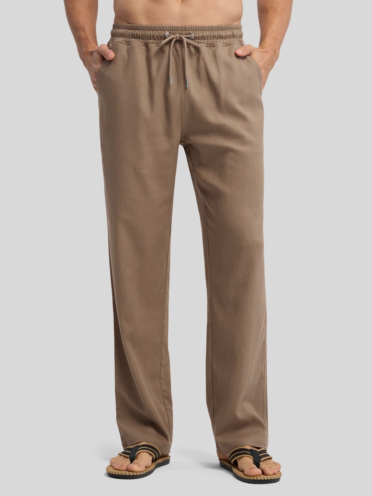 Willit Men's Casual Linen Drawstring Pants 30 In #deep-khaki