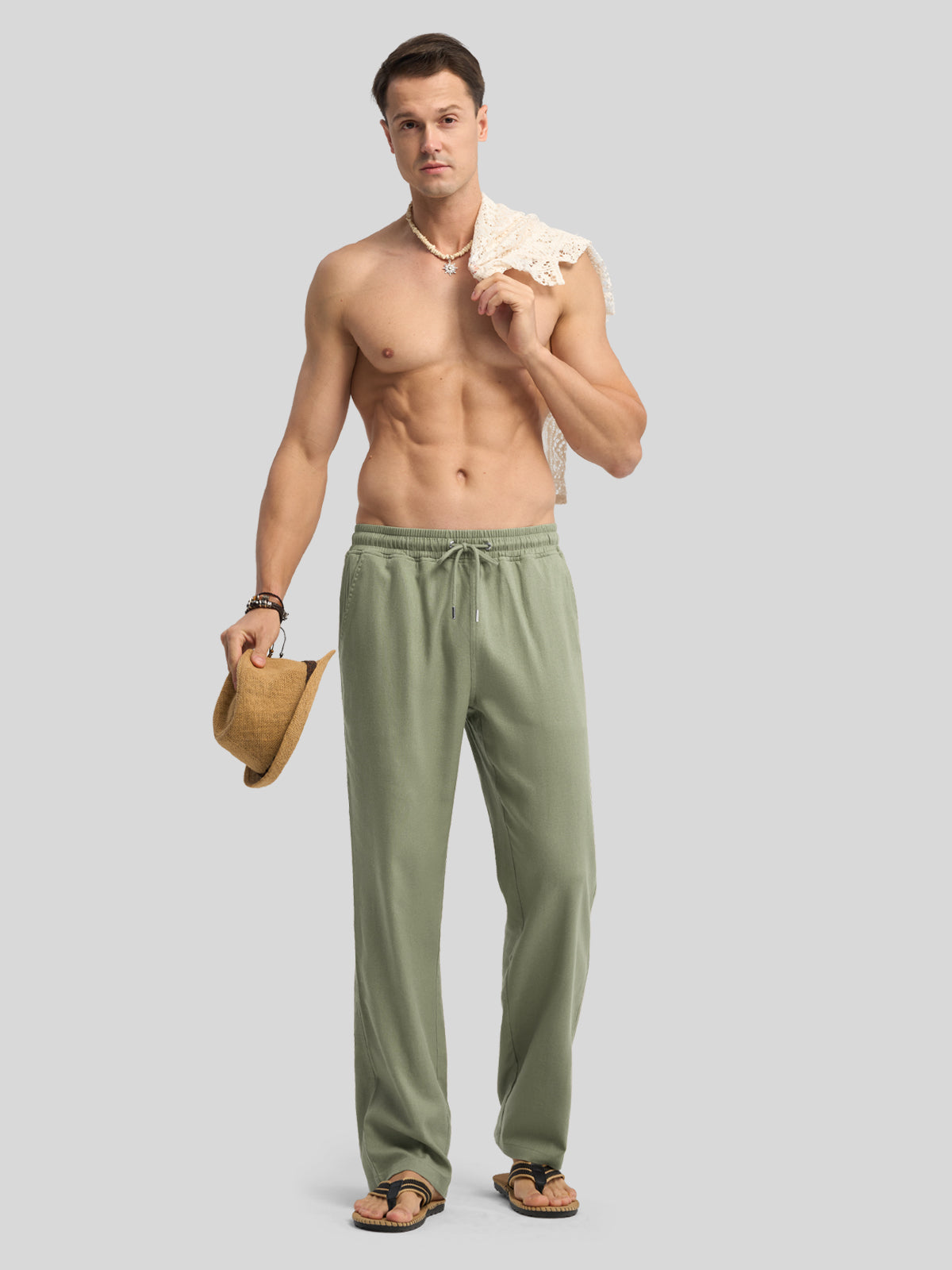 Willit Men's Casual Linen Drawstring Pants 30 In_