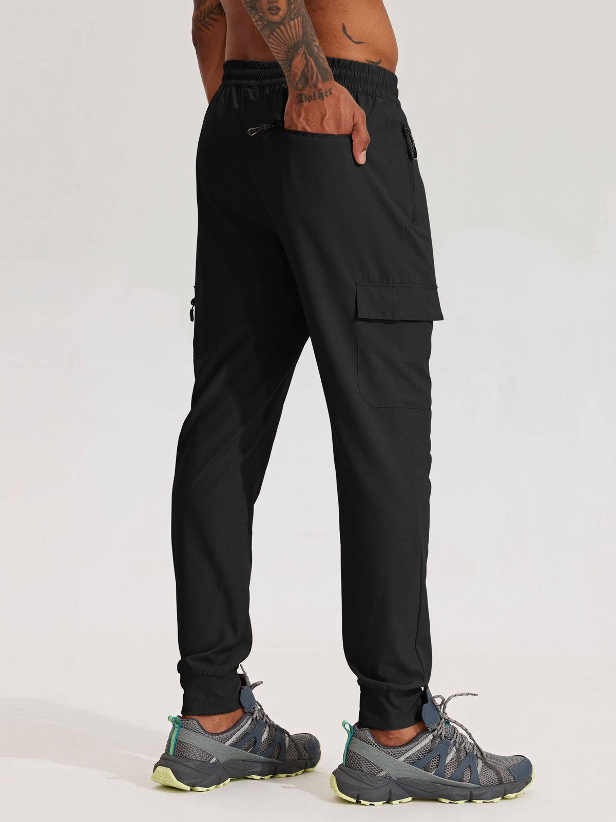 Men's Lightweight Cargo Hiking Running Joggers_#black