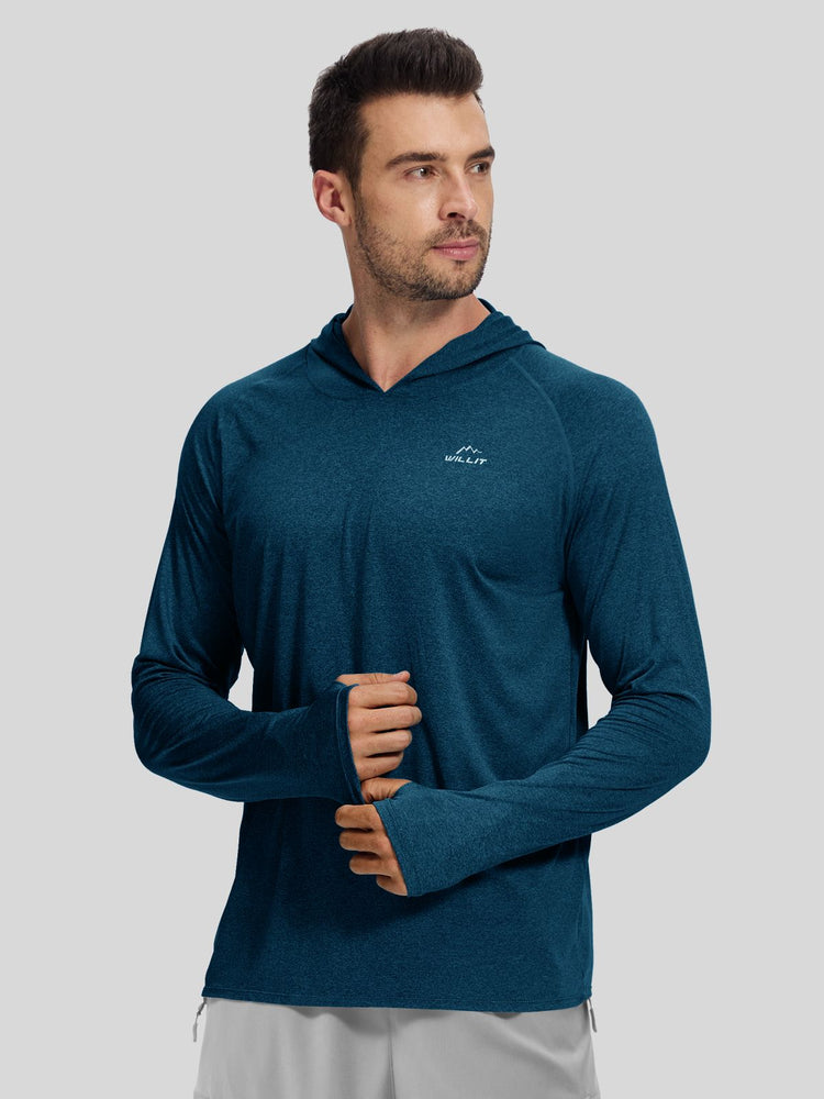 Willit Men's Sun Protection Long Sleeve Hooded Shirts in 