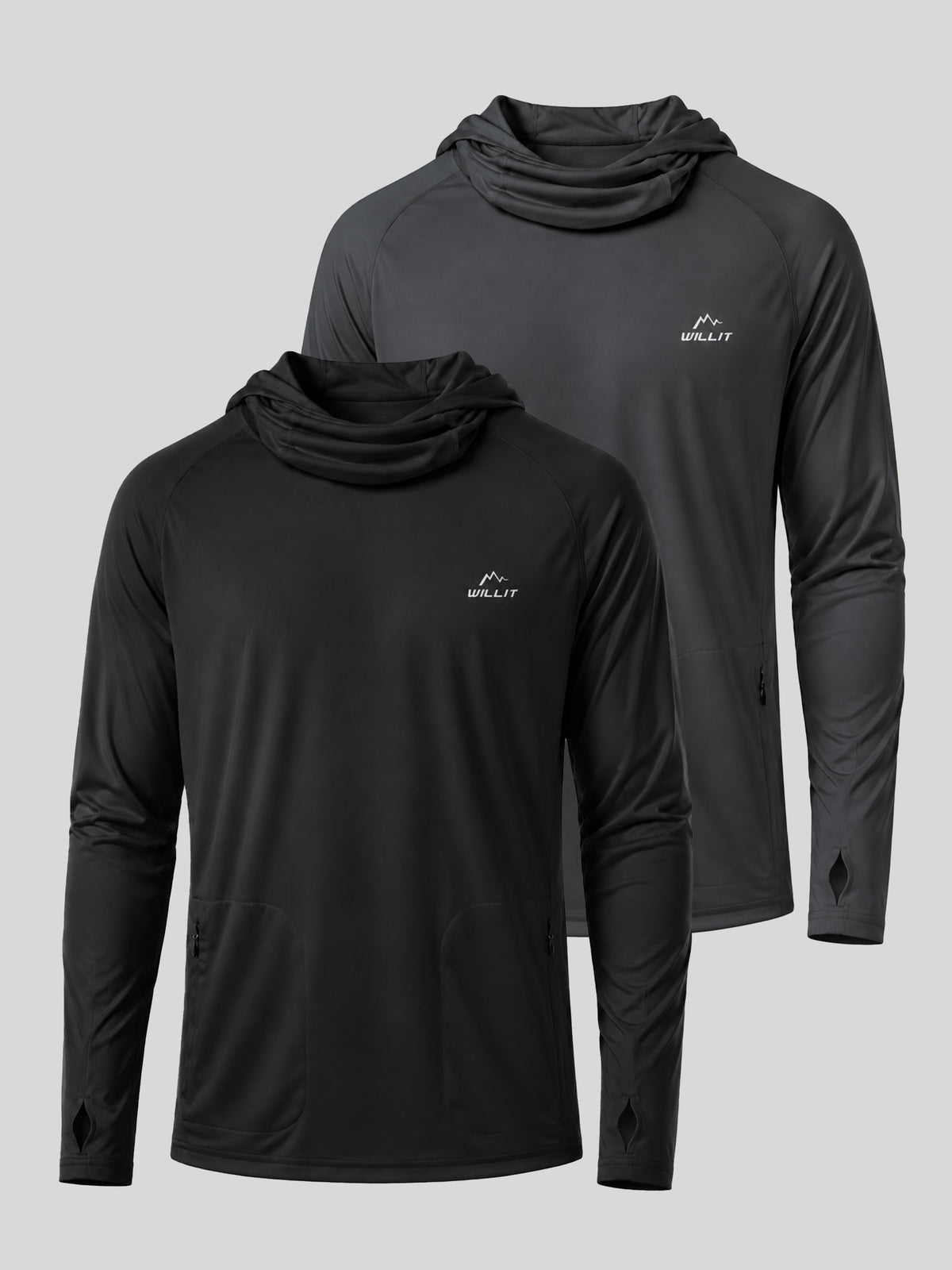 2-pack men's long-sleeve athletic hoodies  UPF 50+ 